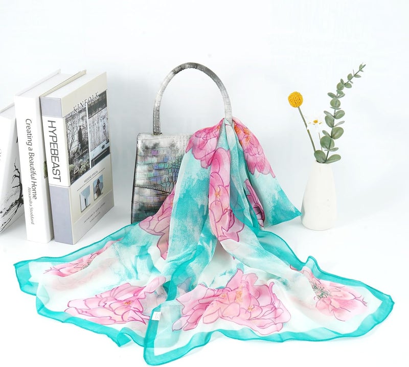 E-Clover Women Soft Floral Print Shawl Chiffon Sheer Scarf - Image 4